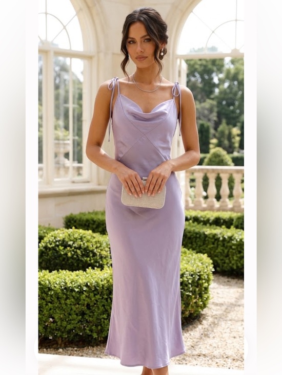 Hello Molly Dresses & Skirts - Hello Molly Lilac Satin Cowl Slip Dress